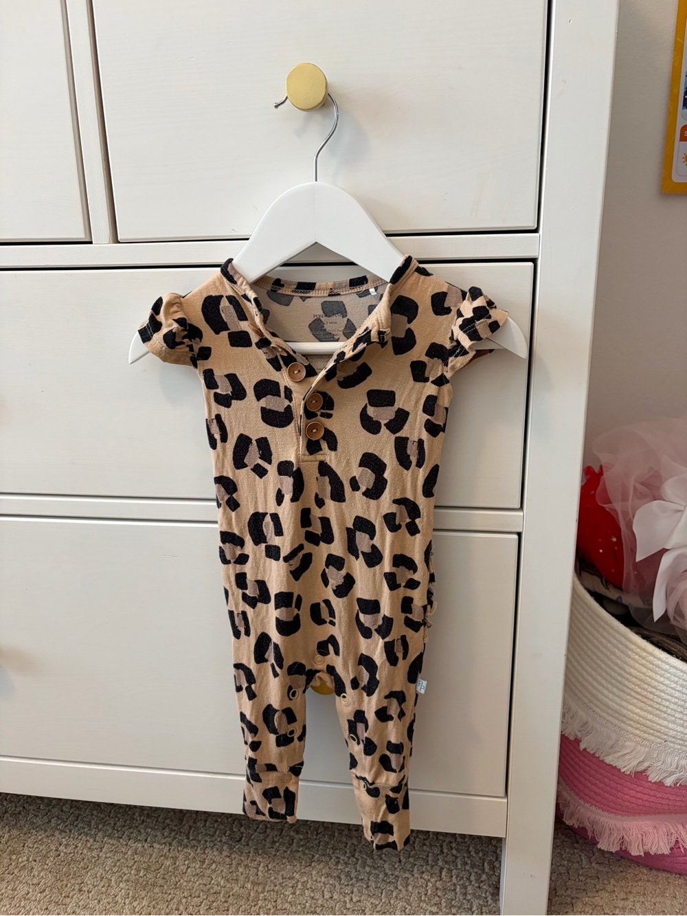 Posh Peanut Leopard Print Romper 0-3 Months Bamboo
